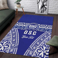 Personalised Queen Salote College Area Rug Kolisi Fefine 100th Anniversary Kupesi Blue - Polynesian Pride