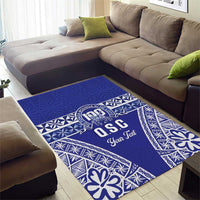 Personalised Queen Salote College Area Rug Kolisi Fefine 100th Anniversary Kupesi Blue - Polynesian Pride