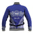 Personalised Queen Salote College Baseball Jacket Kolisi Fefine 100th Anniversary Kupesi Blue - Polynesian Pride