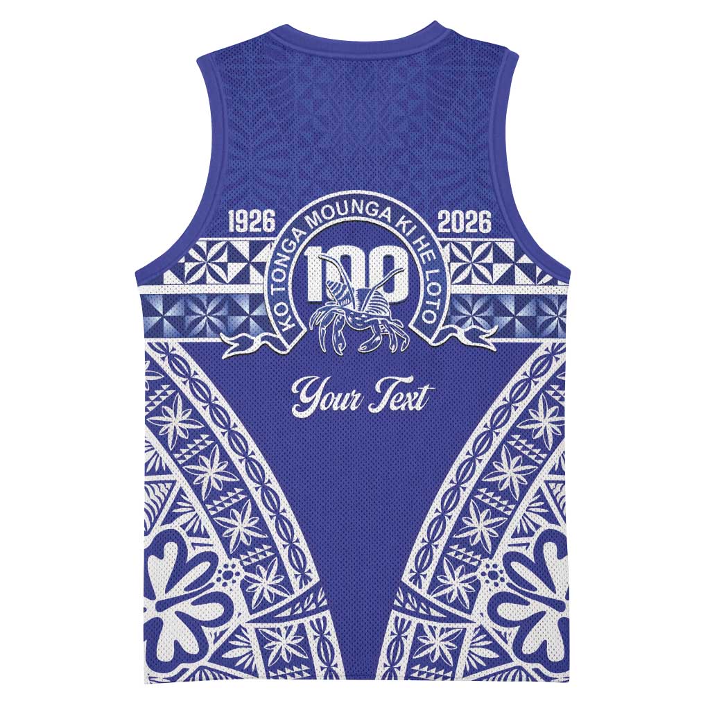 Personalised Queen Salote College Basketball Jersey Kolisi Fefine 100th Anniversary Kupesi Blue - Polynesian Pride
