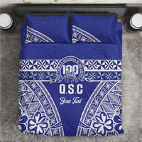 Personalised Queen Salote College Bedding Set Kolisi Fefine 100th Anniversary Kupesi Blue - Polynesian Pride
