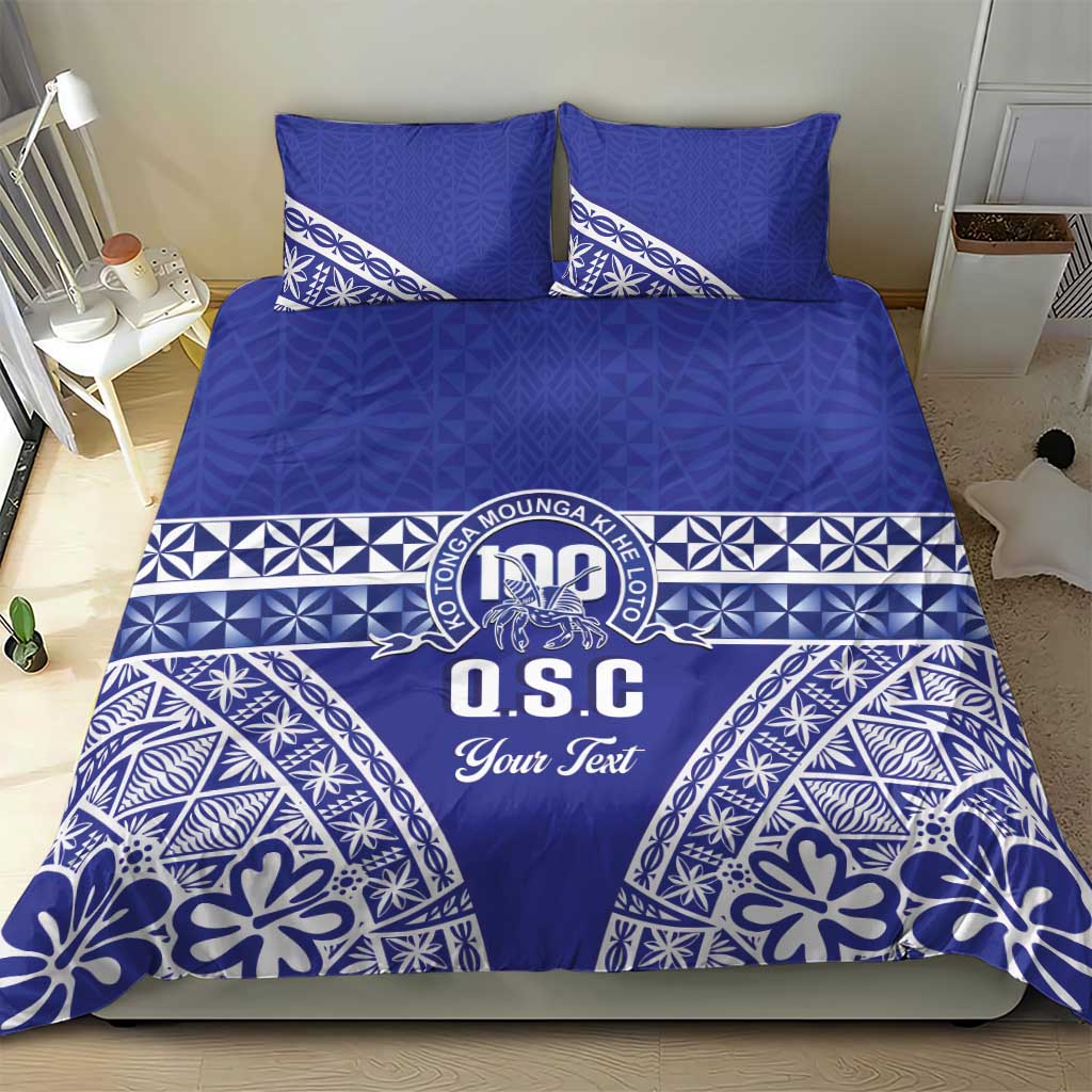 Personalised Queen Salote College Bedding Set Kolisi Fefine 100th Anniversary Kupesi Blue - Polynesian Pride