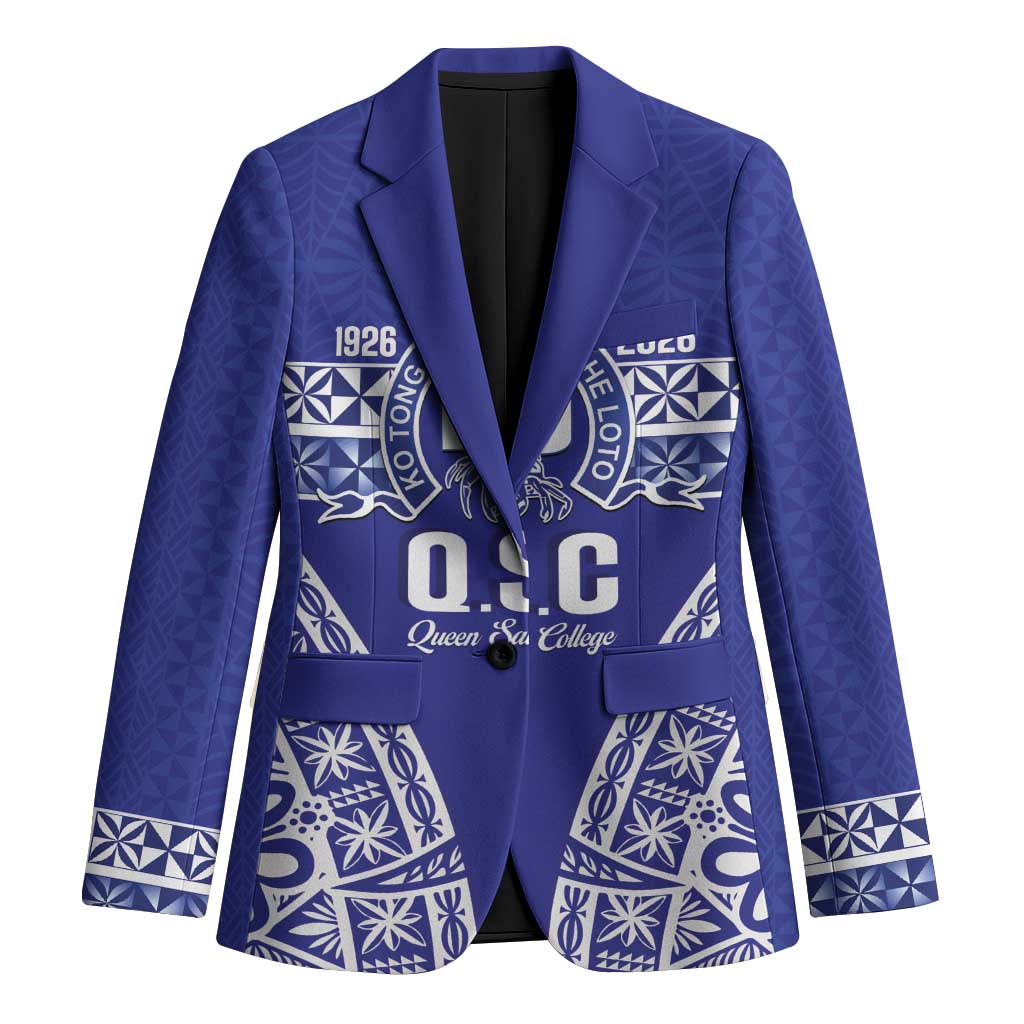 Personalised Queen Salote College Blazer Kolisi Fefine 100th Anniversary Kupesi Blue - Polynesian Pride