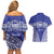 Personalised Queen Salote College Couples Matching Off Shoulder Short Dress and Hawaiian Shirt Kolisi Fefine 100th Anniversary Kupesi Blue - Polynesian Pride