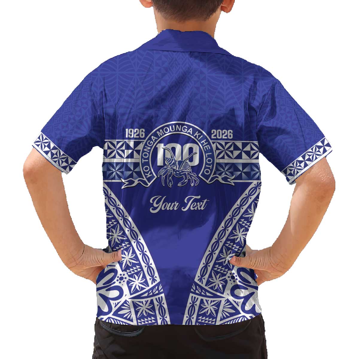 Personalised Queen Salote College Family Matching Off The Shoulder Long Sleeve Dress and Hawaiian Shirt Kolisi Fefine 100th Anniversary Kupesi Blue - Polynesian Pride