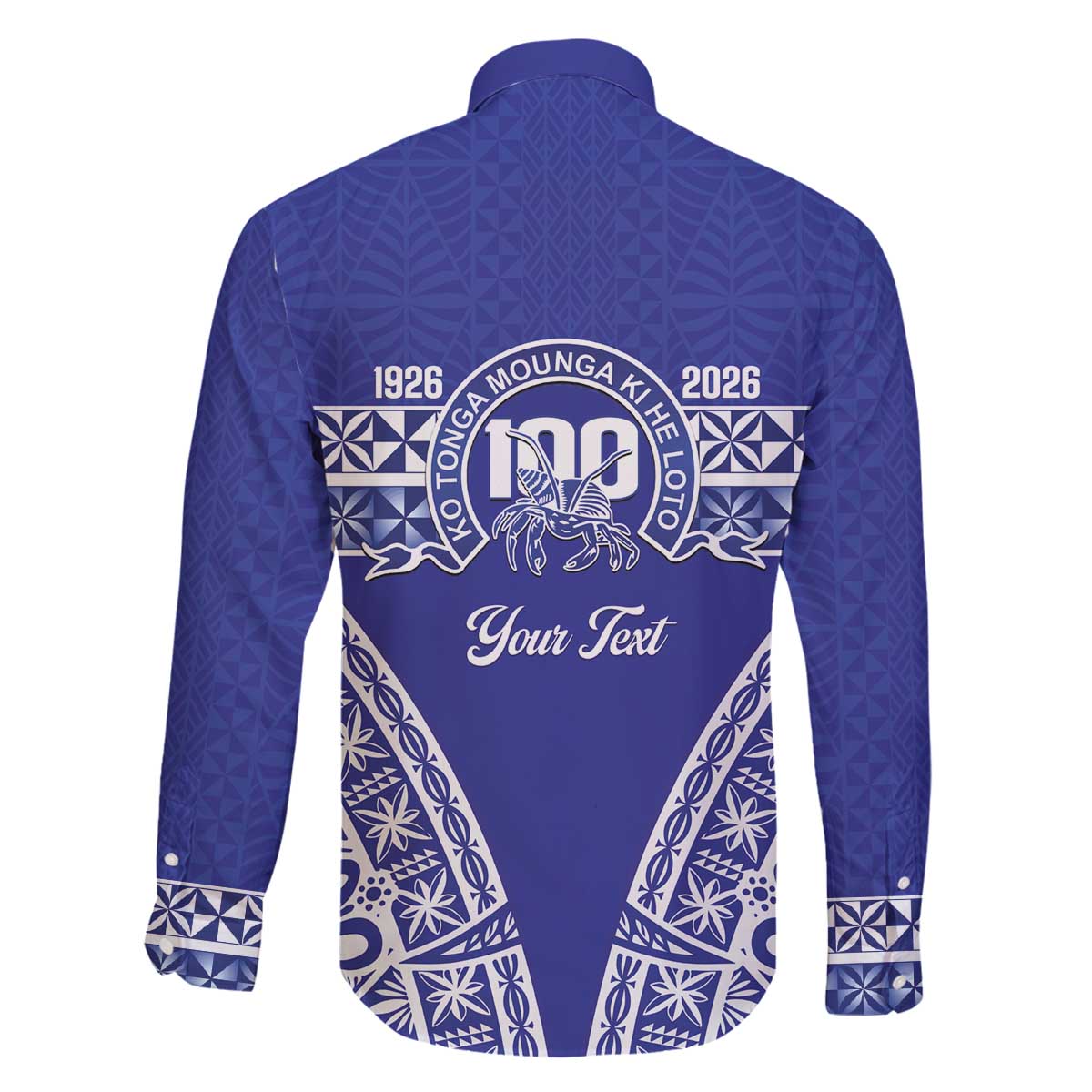 Personalised Queen Salote College Family Matching Off The Shoulder Long Sleeve Dress and Hawaiian Shirt Kolisi Fefine 100th Anniversary Kupesi Blue - Polynesian Pride