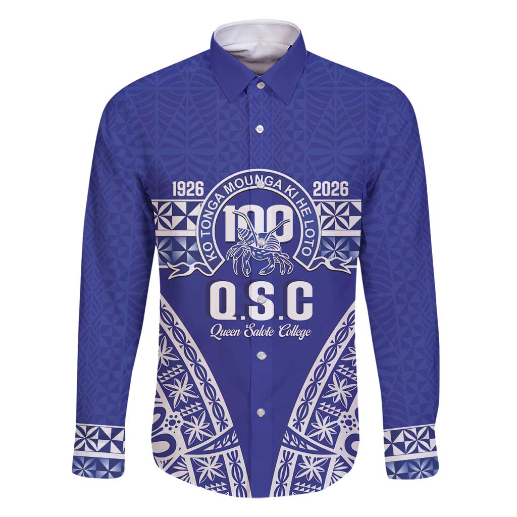 Personalised Queen Salote College Family Matching Off Shoulder Short Dress and Hawaiian Shirt Kolisi Fefine 100th Anniversary Kupesi Blue - Polynesian Pride