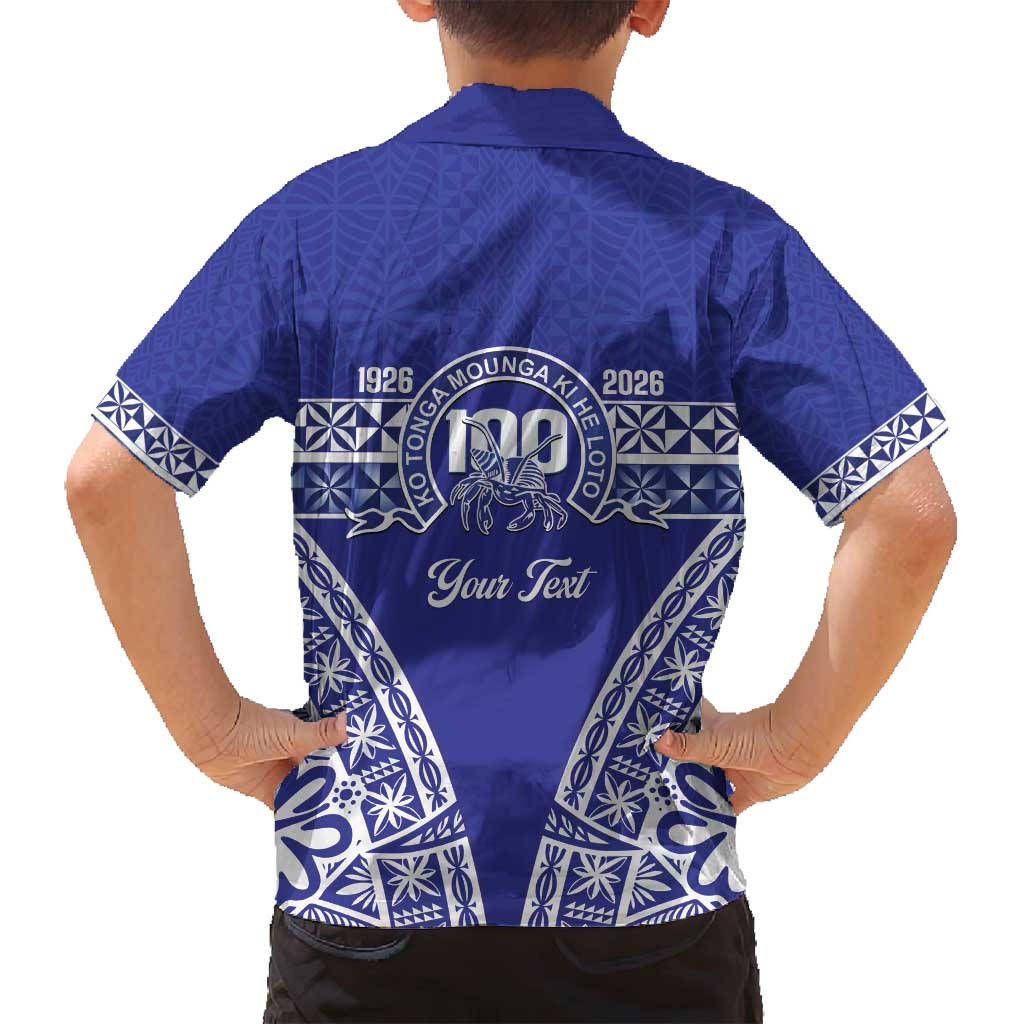 Personalised Queen Salote College Family Matching Summer Maxi Dress and Hawaiian Shirt Kolisi Fefine 100th Anniversary Kupesi Blue - Polynesian Pride