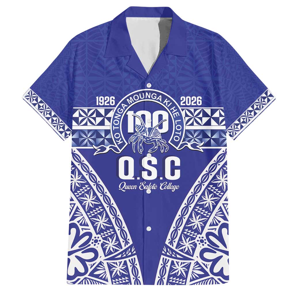 Personalised Queen Salote College Hawaiian Shirt Kolisi Fefine 100th Anniversary Kupesi Blue - Polynesian Pride