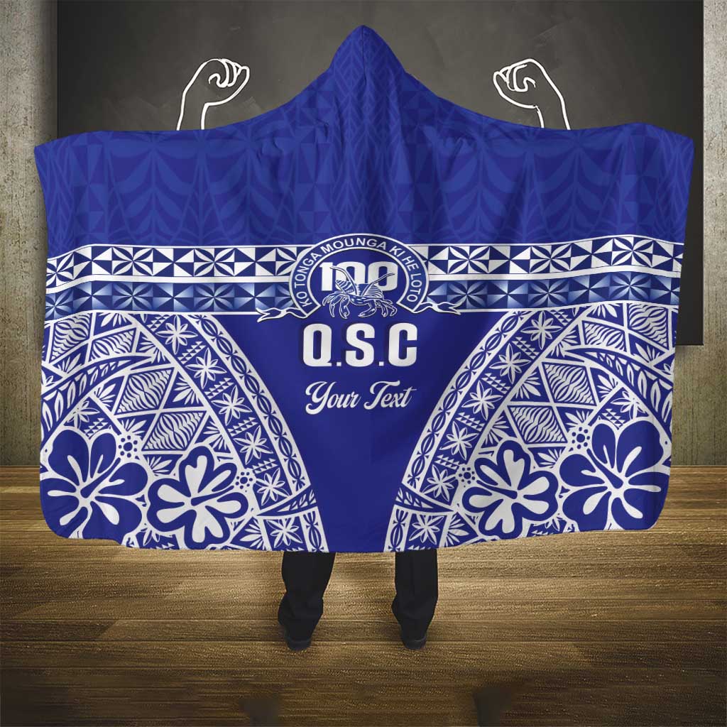 Personalised Queen Salote College Hooded Blanket Kolisi Fefine 100th Anniversary Kupesi Blue - Polynesian Pride