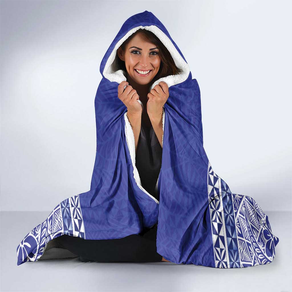 Personalised Queen Salote College Hooded Blanket Kolisi Fefine 100th Anniversary Kupesi Blue - Polynesian Pride