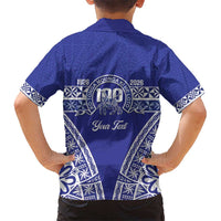 Personalised Queen Salote College Kid Hawaiian Shirt Kolisi Fefine 100th Anniversary Kupesi Blue - Polynesian Pride