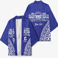 Personalised Queen Salote College Kimono Kolisi Fefine 100th Anniversary Kupesi Blue - Polynesian Pride