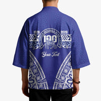 Personalised Queen Salote College Kimono Kolisi Fefine 100th Anniversary Kupesi Blue - Polynesian Pride