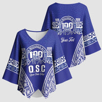 Personalised Queen Salote College Kimono Sleeve Blouse Kolisi Fefine 100th Anniversary Kupesi Blue - Polynesian Pride