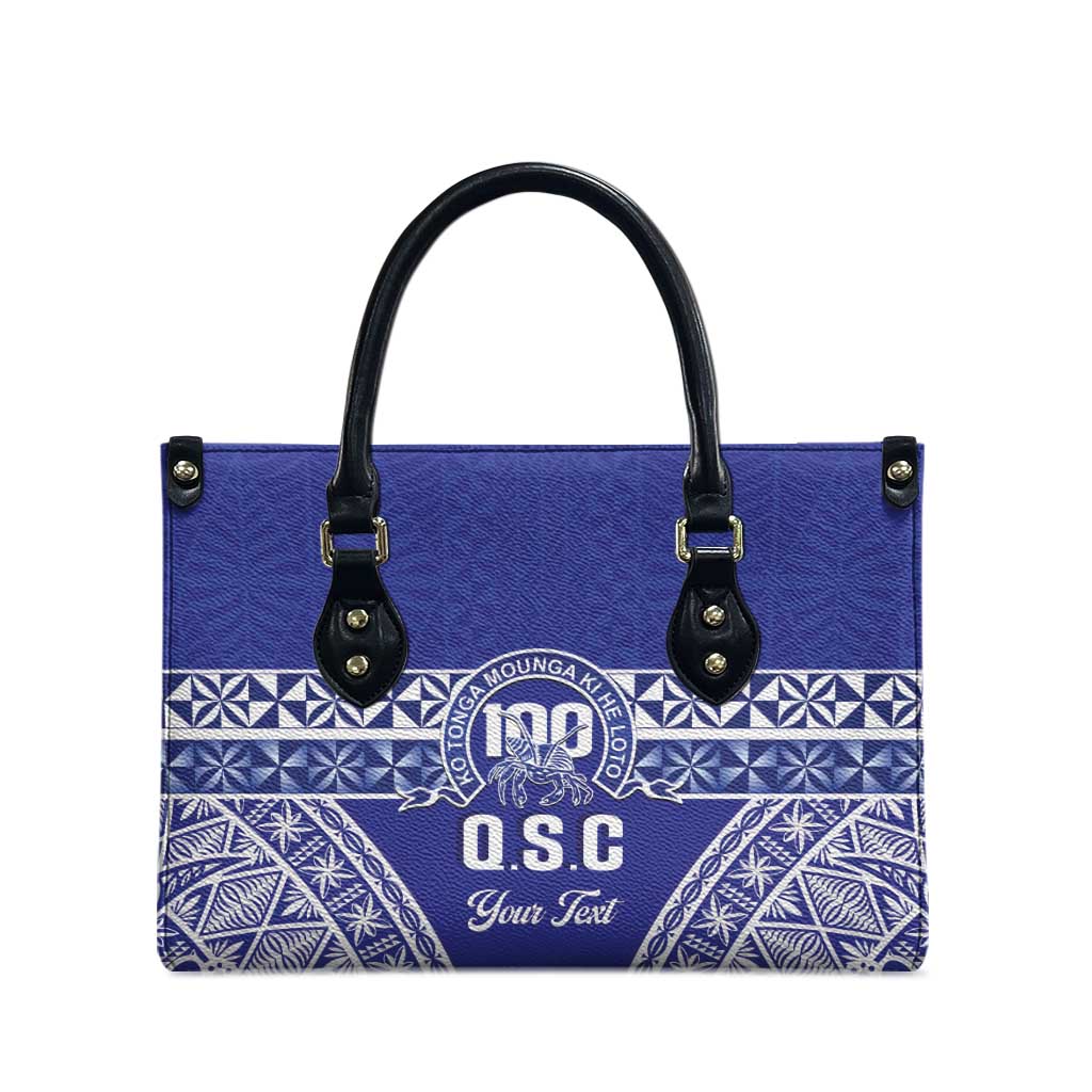 Personalised Queen Salote College Leather Bag Kolisi Fefine 100th Anniversary Kupesi Blue - Polynesian Pride