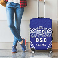 Personalised Queen Salote College Luggage Cover Kolisi Fefine 100th Anniversary Kupesi Blue - Polynesian Pride
