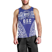 Personalised Queen Salote College Men Tank Top Kolisi Fefine 100th Anniversary Kupesi Blue - Polynesian Pride