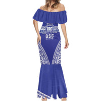 Personalised Queen Salote College Mermaid Dress Kolisi Fefine 100th Anniversary Kupesi Blue - Polynesian Pride