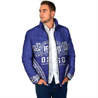 Personalised Queen Salote College Padded Jacket Kolisi Fefine 100th Anniversary Kupesi Blue - Polynesian Pride