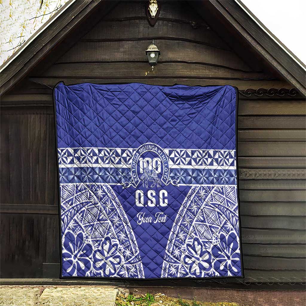 Personalised Queen Salote College Quilt Kolisi Fefine 100th Anniversary Kupesi Blue - Polynesian Pride