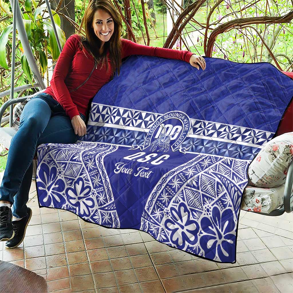 Personalised Queen Salote College Quilt Kolisi Fefine 100th Anniversary Kupesi Blue - Polynesian Pride