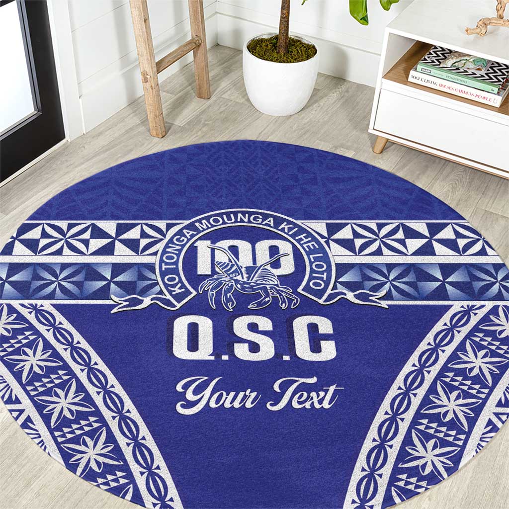 Personalised Queen Salote College Round Carpet Kolisi Fefine 100th Anniversary Kupesi Blue - Polynesian Pride