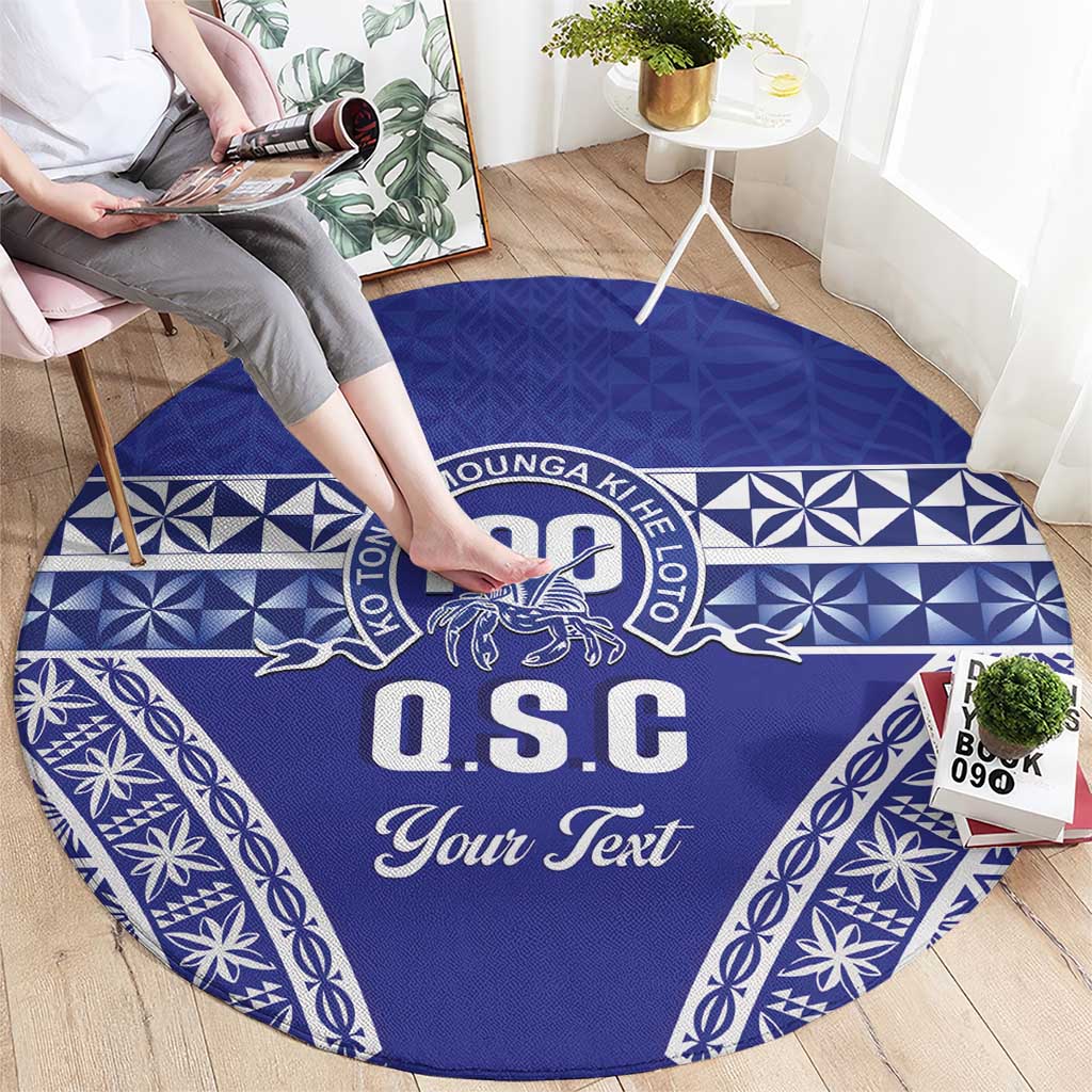 Personalised Queen Salote College Round Carpet Kolisi Fefine 100th Anniversary Kupesi Blue - Polynesian Pride