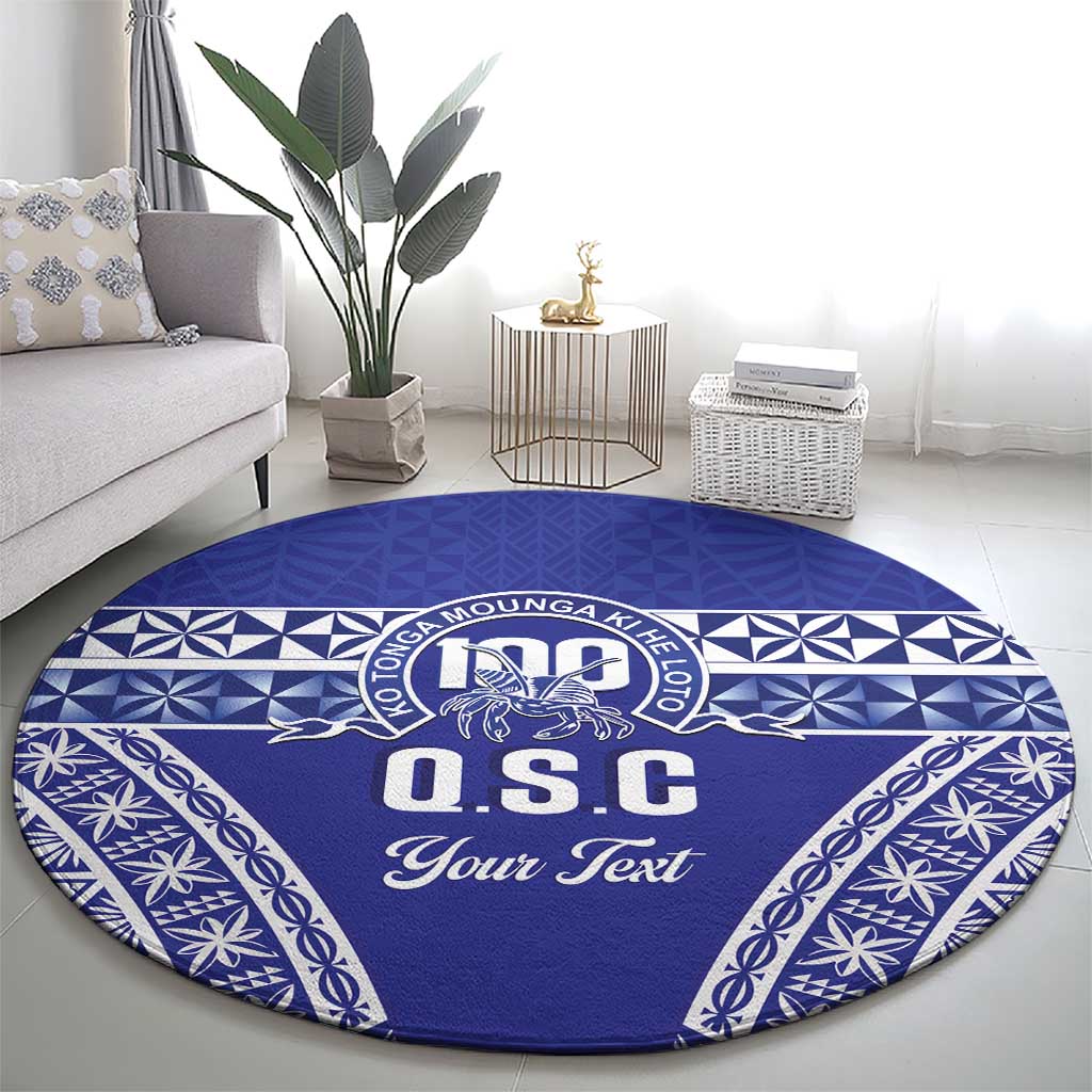 Personalised Queen Salote College Round Carpet Kolisi Fefine 100th Anniversary Kupesi Blue - Polynesian Pride