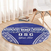 Personalised Queen Salote College Round Carpet Kolisi Fefine 100th Anniversary Kupesi Blue - Polynesian Pride