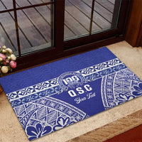 Personalised Queen Salote College Rubber Doormat Kolisi Fefine 100th Anniversary Kupesi Blue - Polynesian Pride