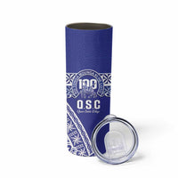 Personalised Queen Salote College Skinny Tumbler Kolisi Fefine 100th Anniversary Kupesi Blue - Polynesian Pride