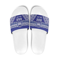 Personalised Queen Salote College Slide Sandals Kolisi Fefine 100th Anniversary Kupesi Blue - Polynesian Pride