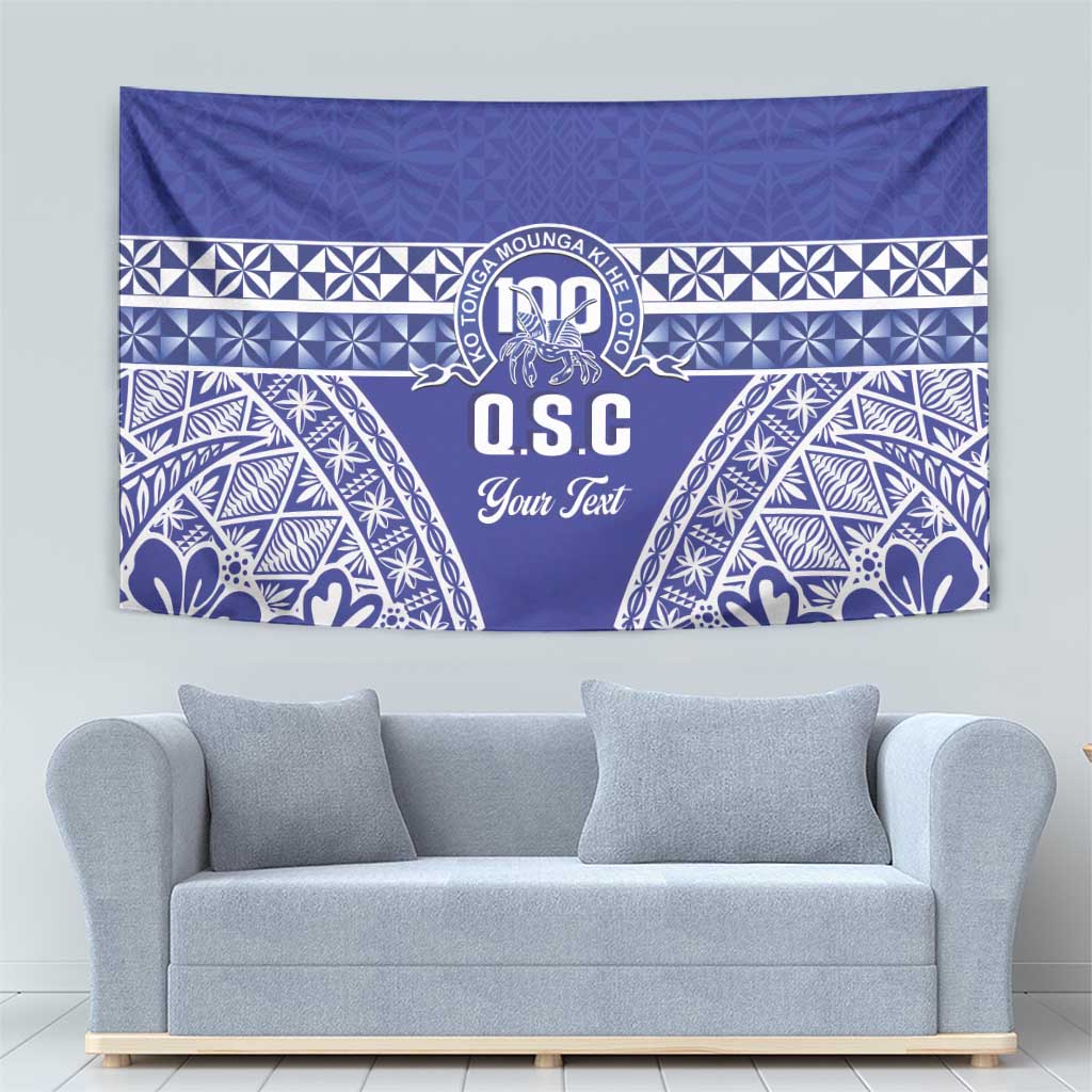 Personalised Queen Salote College Tapestry Kolisi Fefine 100th Anniversary Kupesi Blue - Polynesian Pride