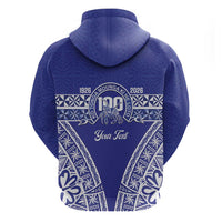 Personalised Queen Salote College Zip Hoodie Kolisi Fefine 100th Anniversary Kupesi Blue - Polynesian Pride