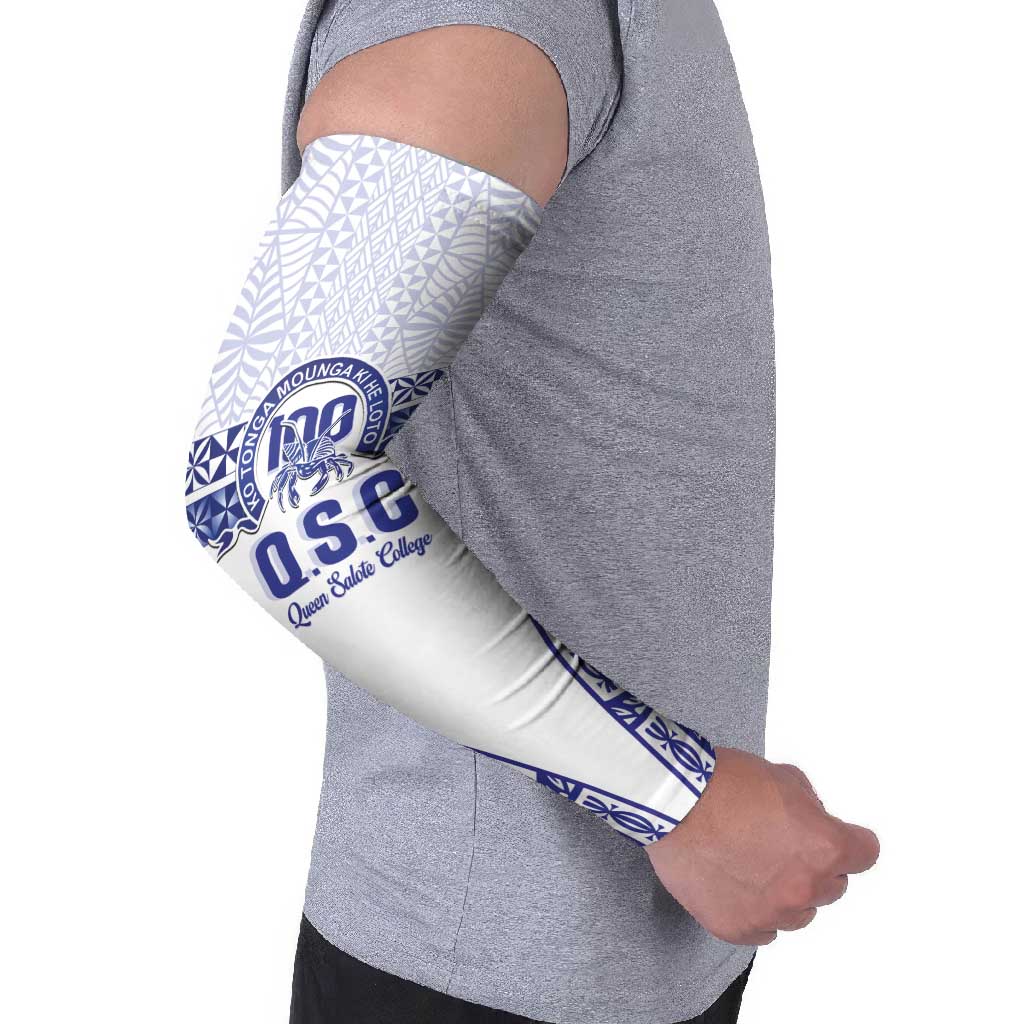 Personalised Queen Salote College Arm Sleeves Kolisi Fefine 100th Anniversary Kupesi White - Polynesian Pride