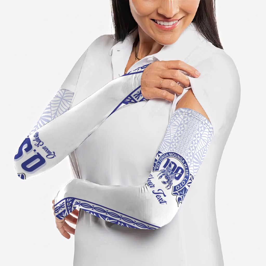 Personalised Queen Salote College Arm Sleeves Kolisi Fefine 100th Anniversary Kupesi White - Polynesian Pride