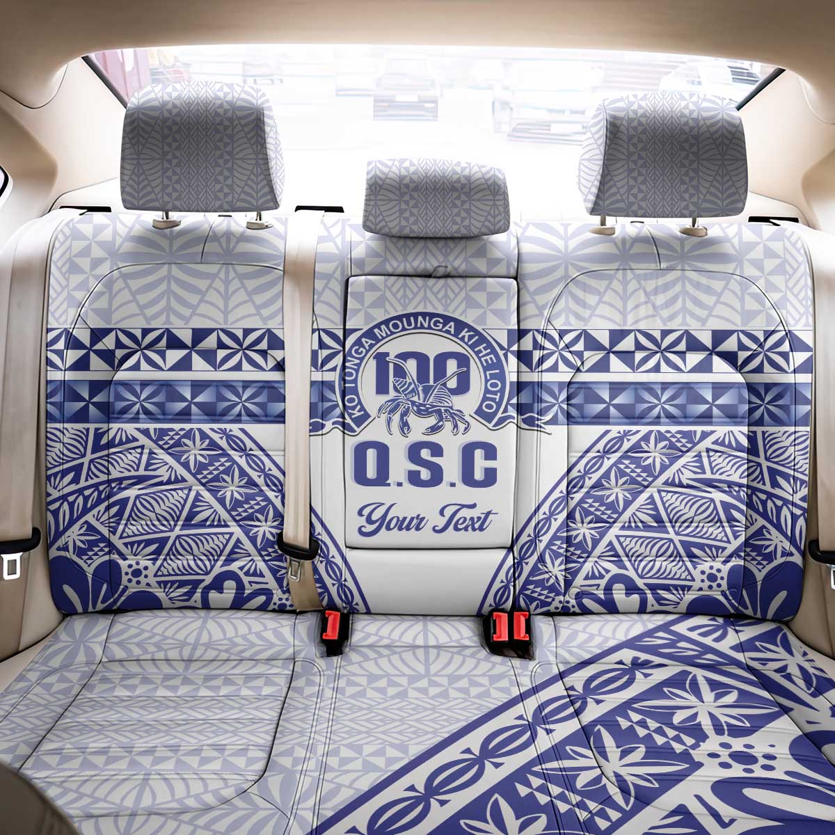 Personalised Queen Salote College Back Car Seat Cover Kolisi Fefine 100th Anniversary Kupesi White - Polynesian Pride