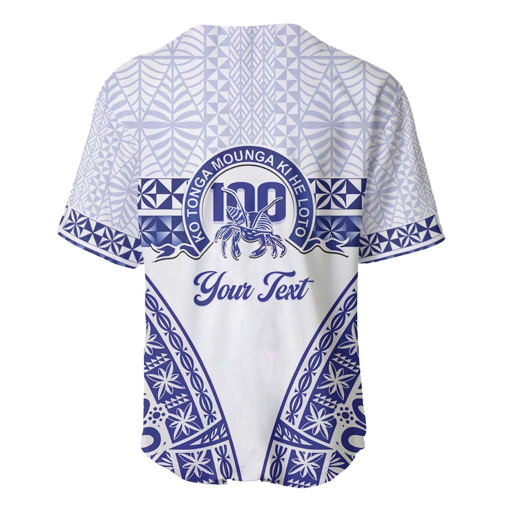 Personalised Queen Salote College Baseball Jersey Kolisi Fefine 100th Anniversary Kupesi White - Polynesian Pride