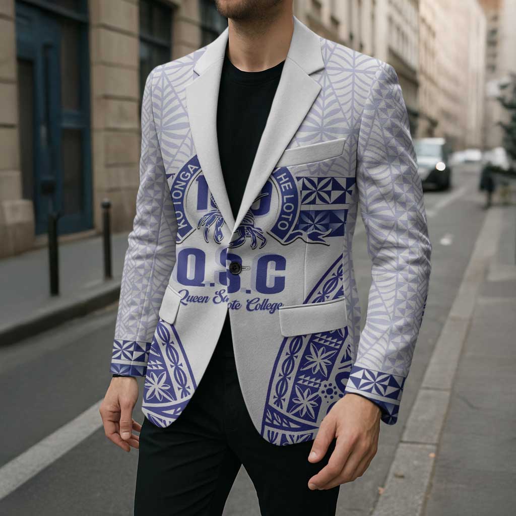Personalised Queen Salote College Blazer Kolisi Fefine 100th Anniversary Kupesi White - Polynesian Pride