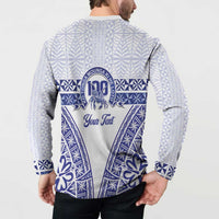 Personalised Queen Salote College Button Sweatshirt Kolisi Fefine 100th Anniversary Kupesi White - Polynesian Pride