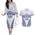 Personalised Queen Salote College Couples Matching Off The Shoulder Long Sleeve Dress and Hawaiian Shirt Kolisi Fefine 100th Anniversary Kupesi White - Polynesian Pride