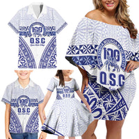 Personalised Queen Salote College Family Matching Off Shoulder Short Dress and Hawaiian Shirt Kolisi Fefine 100th Anniversary Kupesi White - Polynesian Pride
