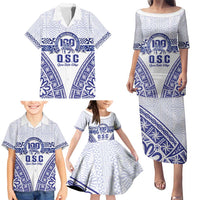 Personalised Queen Salote College Family Matching Puletasi and Hawaiian Shirt Kolisi Fefine 100th Anniversary Kupesi White - Polynesian Pride