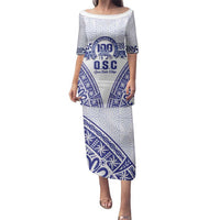 Personalised Queen Salote College Family Matching Puletasi and Hawaiian Shirt Kolisi Fefine 100th Anniversary Kupesi White - Polynesian Pride