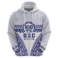Personalised Queen Salote College Hoodie Kolisi Fefine 100th Anniversary Kupesi White - Polynesian Pride
