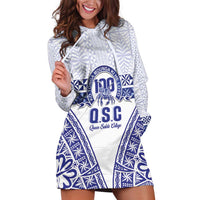 Personalised Queen Salote College Hoodie Dress Kolisi Fefine 100th Anniversary Kupesi White - Polynesian Pride