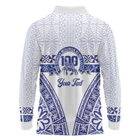 Personalised Queen Salote College Long Sleeve Polo Shirt Kolisi Fefine 100th Anniversary Kupesi White - Polynesian Pride