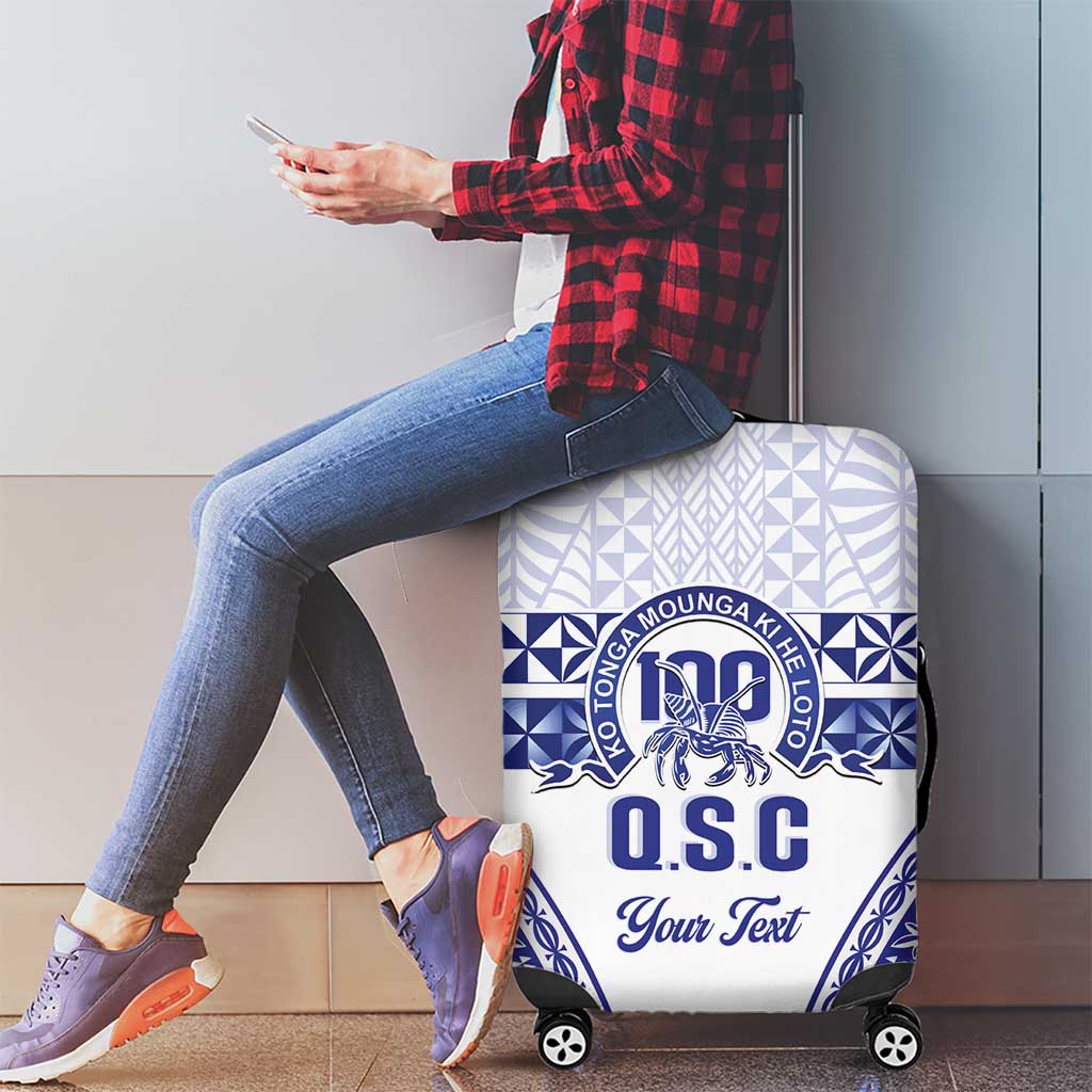 Personalised Queen Salote College Luggage Cover Kolisi Fefine 100th Anniversary Kupesi White - Polynesian Pride
