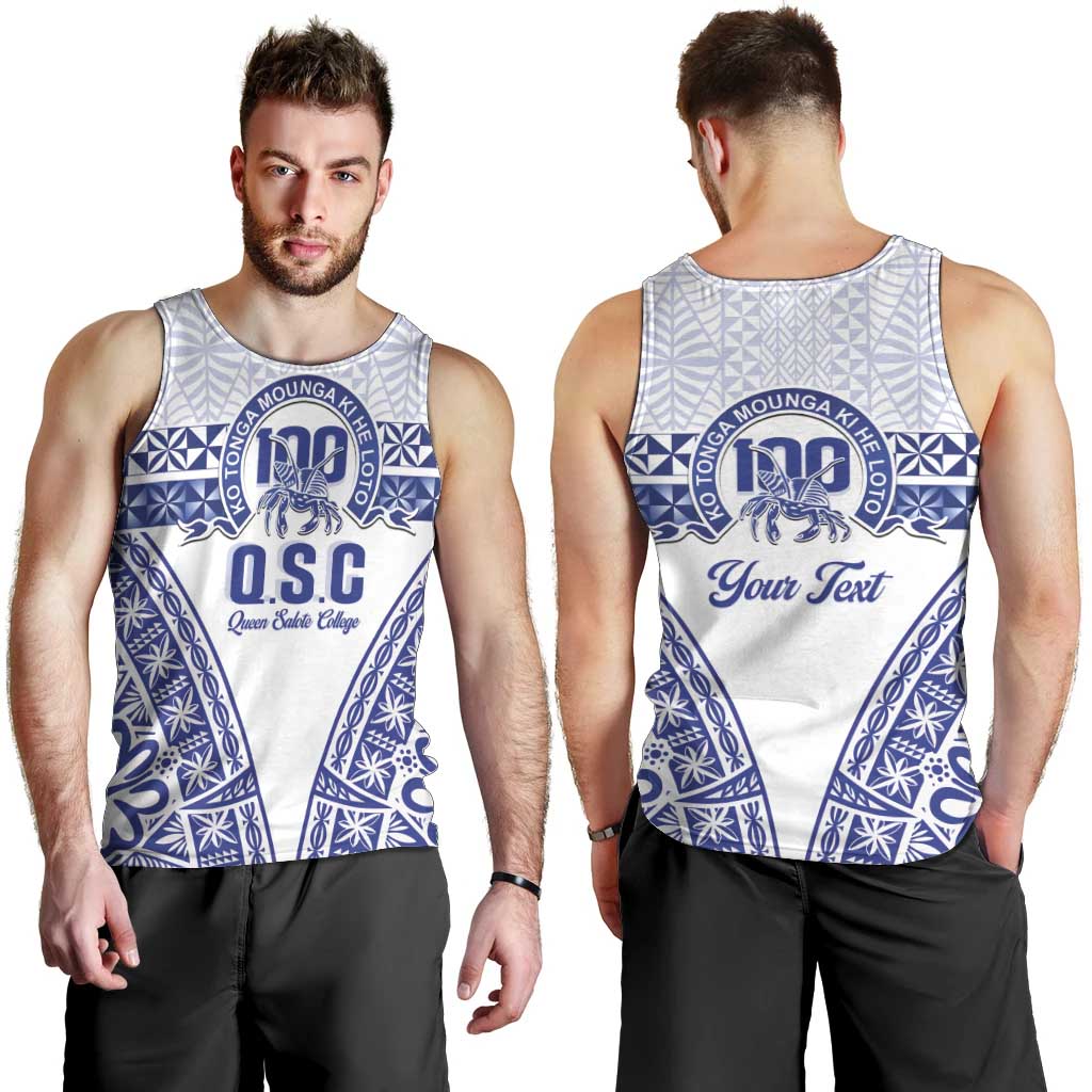 Personalised Queen Salote College Men Tank Top Kolisi Fefine 100th Anniversary Kupesi White - Polynesian Pride